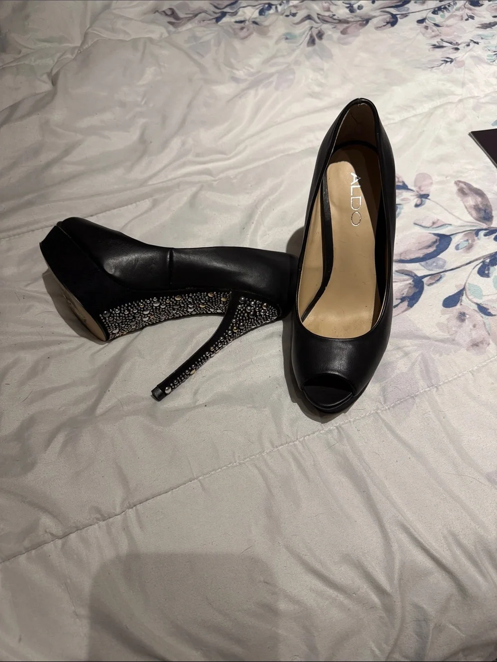 ALDO Black Peep-Toe High Heel Pumps
